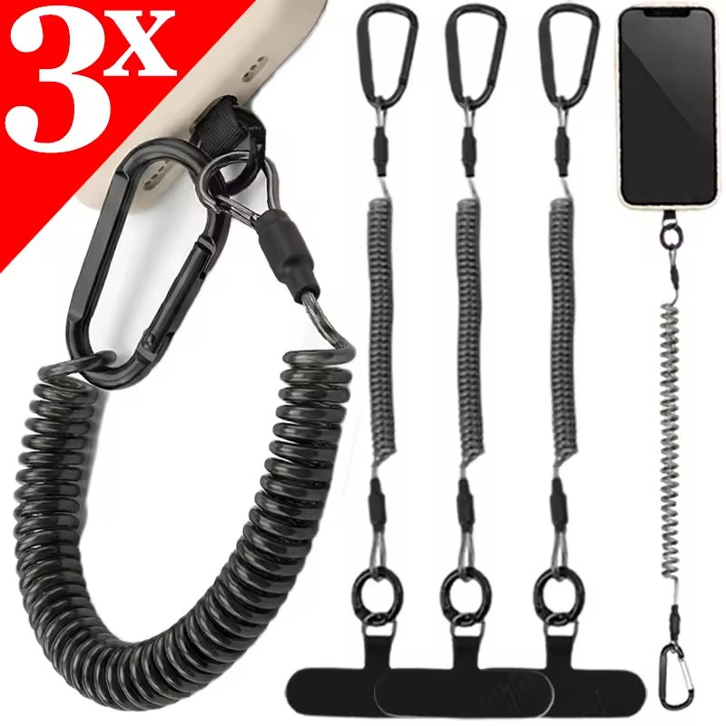 Carabiner Keychain - Anti-Lost Flexible Phone Ropes with Patch