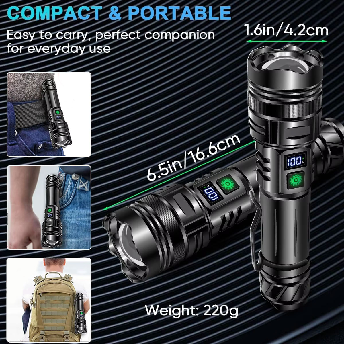 High Power LED Flashlight USB  - đánh giá và giá Edc Carry Pen