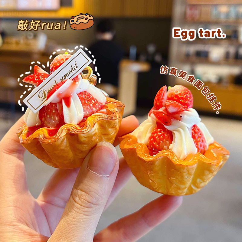 Creative PU Strawberry Egg Tar - đánh giá và giá Carabiner Keychain